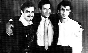После премьеры спектакля с молодежным составом, Вандалино - Павел Цитринель (слева), Владимир Зельдин (в центре), Альдемаро - Федор Чеханков (справа), 1968 г.